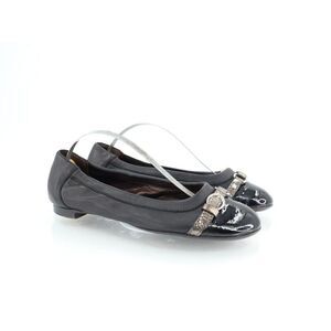 AGL Womens Monika Ballet Flat Size 36.5 6.5 Leather Black Cap Toe Dress  Slip On